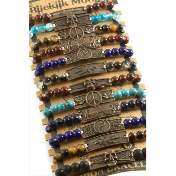 ÇOK SATAN Karışık Aparatlı Cam Taş Makrome Örgü İp Bileklik