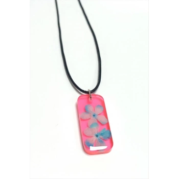 ÇOK SATAN Kartopu Çiçeği Dikdörtgen Epoksi Kolye