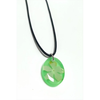 ÇOK SATAN Kartopu Çiçeği Oval Epoksi Kolye