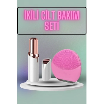 ÇOK SATAN KAŞ BIYIK VE YÜZ EPİLASYON ALETİ VE TİTREŞİMLİ YÜZ TEMİZLEME MASAJ ALETİ İKİLİ SET