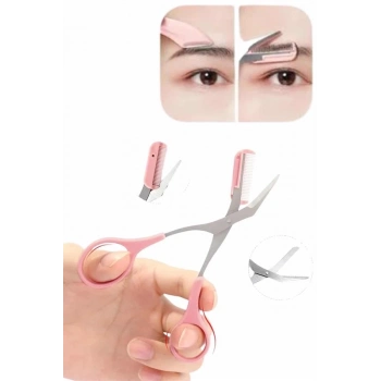 ÇOK SATAN Kavisli Kaş Kirpik Düzeltici Bıyık Alma Taraklı Kaş Makası Yüz Bakım Seti Makas