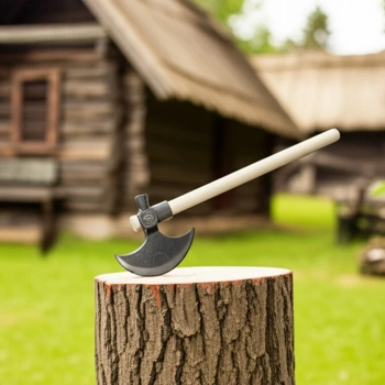 ÇOK SATAN Kayı (IYI) Damgalı Nacak, Ay Balta – Çekiç Başlı, Küçük Boy, Ahşap Saplı 40 cm