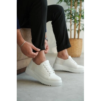 ÇOK SATAN KB-X516 Kuback Beyaz Cilt Günlük Erkek Ayakkabı