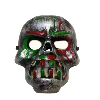 ÇOK SATAN Kırmızı Kan Şeritli Dişli Dracula Kuru Kafa Maskesi Gri Renk