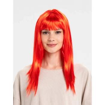 ÇOK SATAN Kırmızı Renk Uzun Düz Parti Peruğu