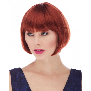 ÇOK SATAN Kızıl Renk Düz Kesim Astarlı Küt Parti Peruğu