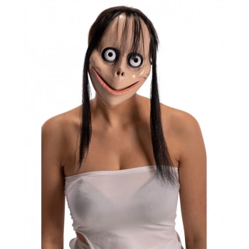 ÇOK SATAN Korkunç Ürpertici Uzun Saçlı Momo Maskesi 24x16 cm