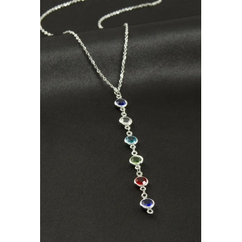 ÇOK SATAN Kristal Taşlı Çelik Kolye