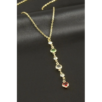 ÇOK SATAN Kristal Taşlı Y Kolye