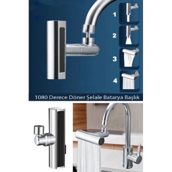 ÇOK SATAN Krom Tasarruflu Şelale Musluk Başlığı 4 Modlu, Ayarlanabilir, Su Tasarrufu Sağlayan Pratik Başlık