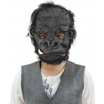 ÇOK SATAN Lateks Goril Maskesi Maymun Maskesi Et Maskesi Orangutan Siyah Saçlı 4 No