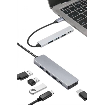 ÇOK SATAN Macbook Pro/air Uyumlu USB Type-C 8 In 1 Hub Dönüştürücü Çevirici Çoklayıcı USB Hdmı Micro Sd 8 Girişli