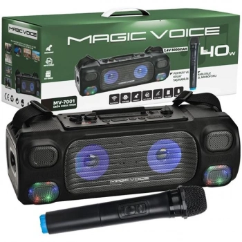ÇOK SATAN Magicvoice Mv-7001 Vhf El Mikrofonlu Usb-sd-bluetooth Işıklı 40 W Taşınabilir Şarjlı Seyyar Anfi