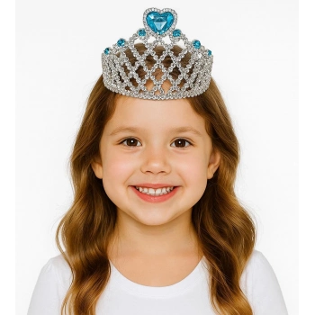 ÇOK SATAN Mavi Kalpli Gümüş Renk Kraliçe Tacı Prenses Tacı