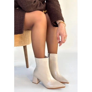 ÇOK SATAN Mosy Bej Rugan Topuklu Bot