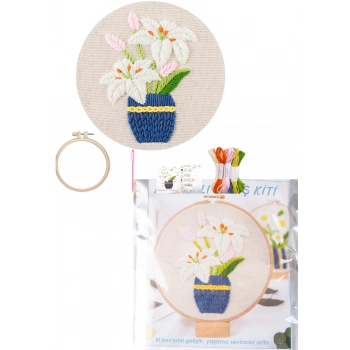 ÇOK SATAN Nakış Kitleri Kasnaklı 13.5 X 18.8 cm Zambak