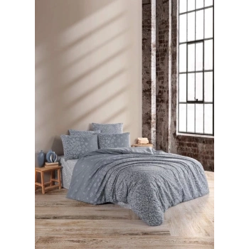 ÇOK SATAN Nevresim Dünyası Ranforce Çift Kişilik Nevresim Takımı Narin Gri