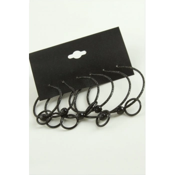 ÇOK SATAN Noktalı İç İçe Metal Halka Küpe 6 Adet