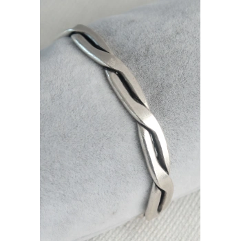 ÇOK SATAN Otantik Gümüş Renk Motif İşleme Plaka Erkek Bileklik