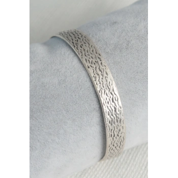 ÇOK SATAN Otantik Model Gümüş Renk Motif İşleme Plaka Erkek Bileklik