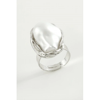 ÇOK SATAN Oval İnci Metal Yüzük