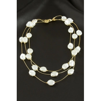 ÇOK SATAN Oval İnci Üçlü Kolye