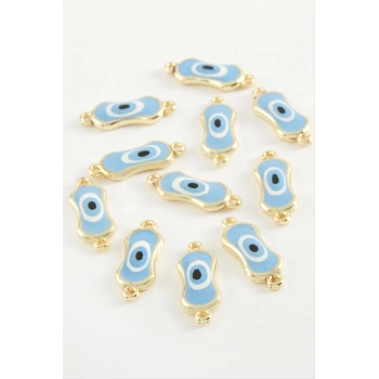 ÇOK SATAN Oval Nazar Çift Kulplu Mineli Bileklik ve Kolye Ucu Aparatı 1 Adet