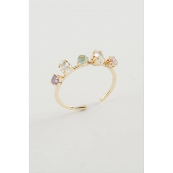 ÇOK SATAN Oval Renkli Taşlı Yüzük