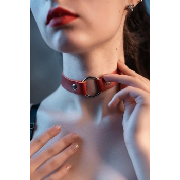 ÇOK SATAN Özel Tasarım Kırmızı Deri Boyunluk Harness 1074