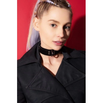 ÇOK SATAN Özel Tasarım Seksi Siyah Deri Boyunluk 1057