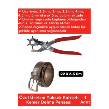 ÇOK SATAN Özel Üretim Yüksek Kaliteli Delik Uç Açıcı Ayarlanabilir 6 Farklı Uçlu Metal Kemer Delme Pensesi