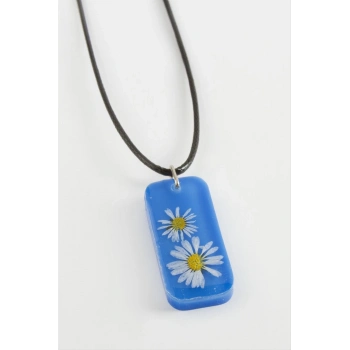 ÇOK SATAN Papatya Dikdörtgen Epoksi Kolye