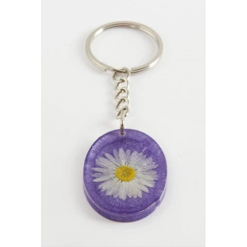 ÇOK SATAN Papatya Oval Epoksi Anahtarlık