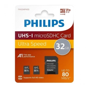 ÇOK SATAN Philips Fm32mp45d/00 32gb Class10 Uhs-ı U1 Tf Adaptörlü Micro Sdhc Hafıza Kartı (2li Paket)
