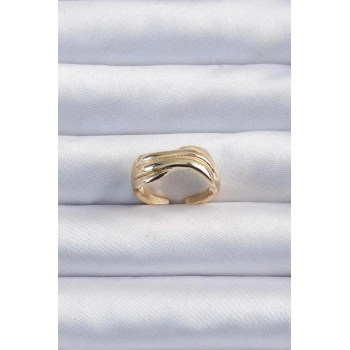 ÇOK SATAN Pirinç Altın Renk Kıvrımlı Ayarlanabilir Yüzük