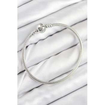 ÇOK SATAN Pirinç Charm Topcuk Model Gümüş Renk Kadın Bileklik