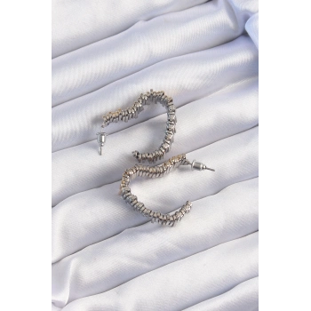 ÇOK SATAN Pirinç Gold Gümüş Renkli Tırtıklı Kalp Küpe