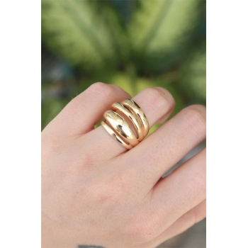 ÇOK SATAN Pirinç Gold Renk Ayarlanabilir Tırtıklı Bombe Yüzük