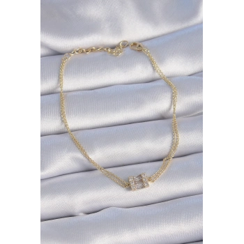 ÇOK SATAN Pirinç Gold Renk Kare Zirkon Taşlı Kadın Bileklik