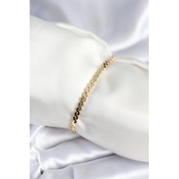 ÇOK SATAN Pirinç Gold Renk Yassı Zincir Model Kadın Bileklik