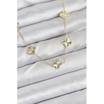 ÇOK SATAN Pirinç Gold Renk Yonca Kadın Kolye