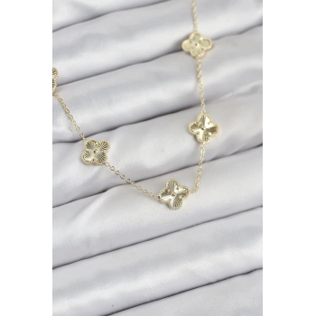 ÇOK SATAN Pirinç Gold Renk Yonca Kadın Kolye