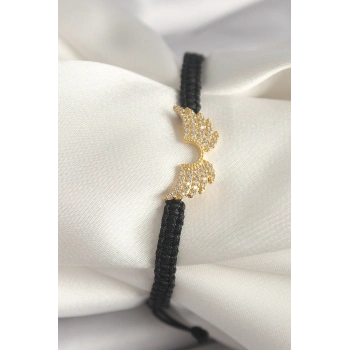 ÇOK SATAN Pirinç Gold Renk Zirkon Taşlı Kanat Figür Asansörlü Makrome Model Kadın Bileklik