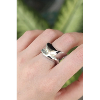 ÇOK SATAN Pirinç Gümüş Renk Ayarlanabilir Kalın Ezme Yüzük