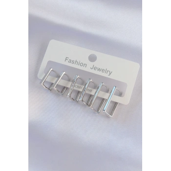 ÇOK SATAN Pirinç Gümüş Renk Dikdörtgen Model Küpe Seti