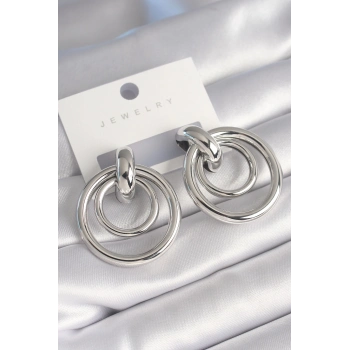 ÇOK SATAN Pirinç Gümüş Renk Halka Model Kadın Küpe