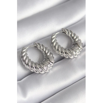 ÇOK SATAN Pirinç Gümüş Renk Halka Sarmal Model Kadın Küpe