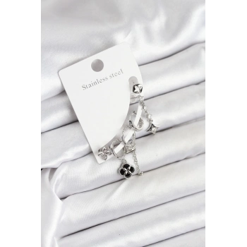 ÇOK SATAN Pirinç Gümüş Renk Kadın Set Küpe