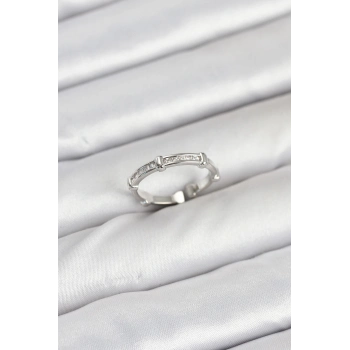 ÇOK SATAN Pirinç Gümüş Renk Kemik Model Zirkon Taşlı Kadın Yüzük