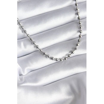 ÇOK SATAN Pirinç Gümüş Renk Topçuk Detay Kadın Kolye